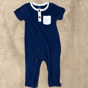 Old Navy Blue Baby Romper with White Accents